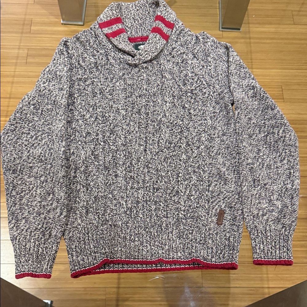 Unisex Roots Gray and Red Sweater Extra Small